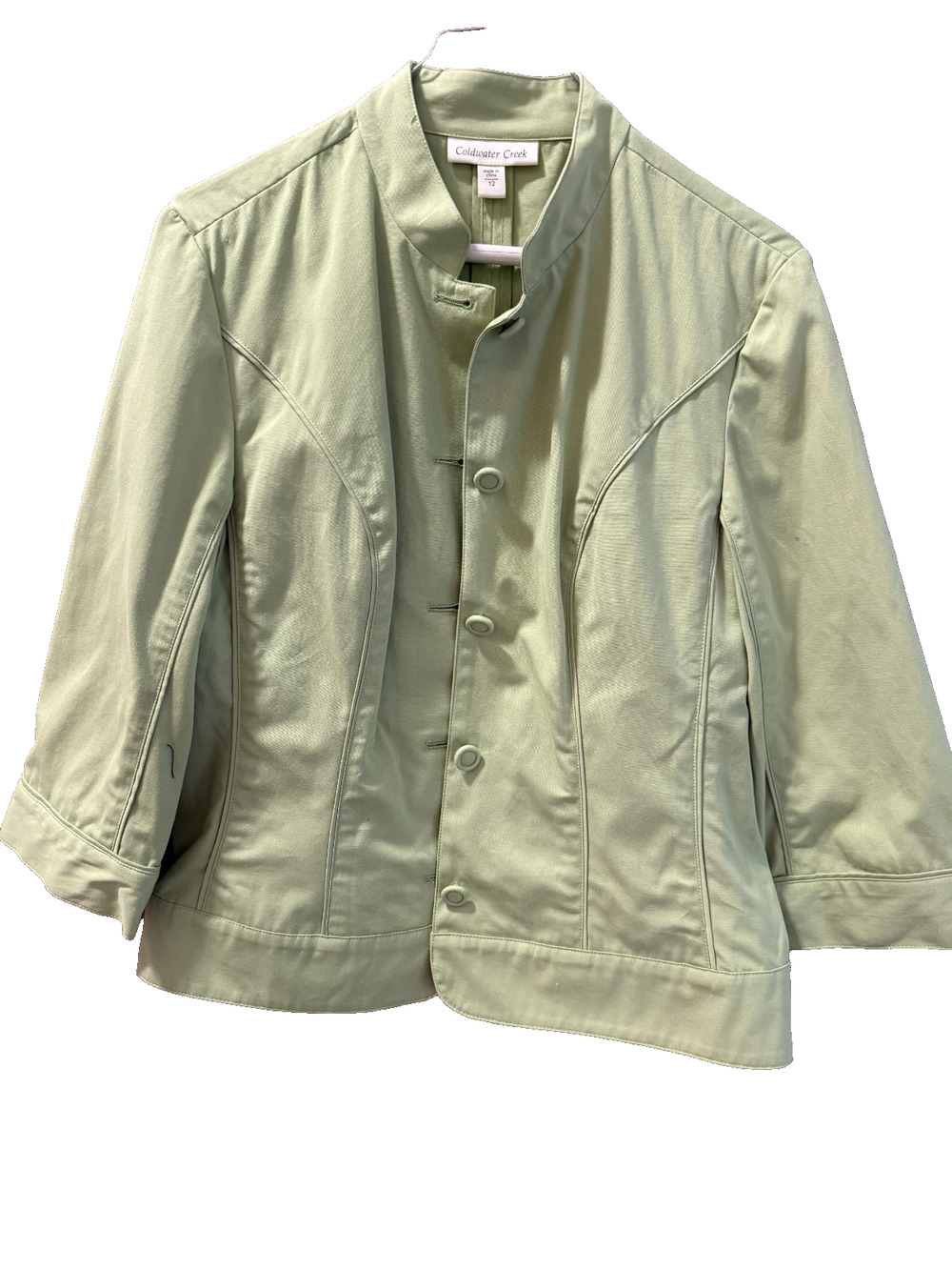 Coldwater Creek Size 12 Lime Green Lightweight Jacket 100% Cotton